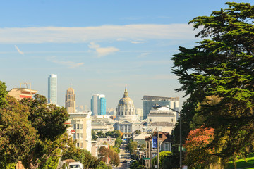 Obraz premium Victorian style homes near Alamo Square, San Francisco, Central California, USA