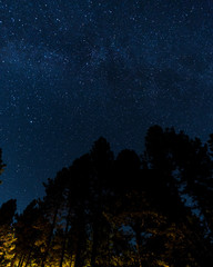 Stars and Milky Way over Sierra Nevada Mountains near Truckee, California