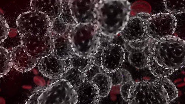 Cancer cells causing metastasis cancerous tumor - 3D animation render