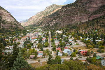 Fototapeta na wymiar USA, Colorado, Ouray. Overview of town. Colorado 