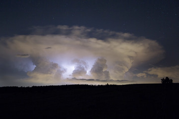 USA, Colorado, Pike National Forest. Thunderhead and electrical storm. 