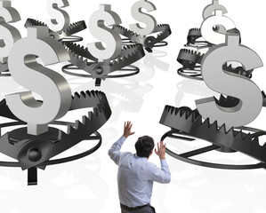 Businessman being trapped by dollar