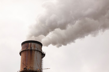 USA, Florida, Apollo Beach, Big Bend Power Station. Smoke stack spewing steam.