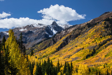 Mountain slope along Million Dollar Highway near Ouray, Colorado.