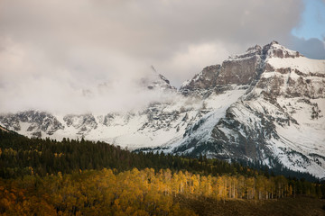 USA, Colorado, Sneffels Range. Teakettle Mt and Cirque Mt in autumn landscape. 