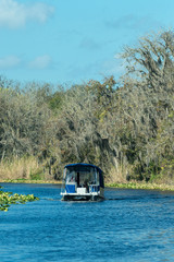 USA, Florida, Orange City, Blue Spring State Park, St. John River, pontoon boat