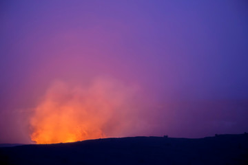 USA, Hawaii, Hawaii Volcanoes National Park. Halema'uma'u Crater at night. 