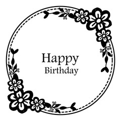 Design element card happy birthday, celebration ornate, shape of invitation card. Vector