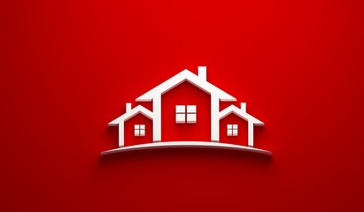 Real Estate Houses Logo Design. 3D Rendering Illustration