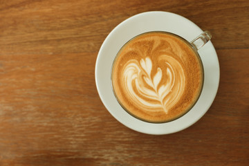 Coffee latte,Heart shaped bubble coffee and copy space
