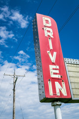 Sign for a Drive In, Litchfield, Illinois, USA. Route 66