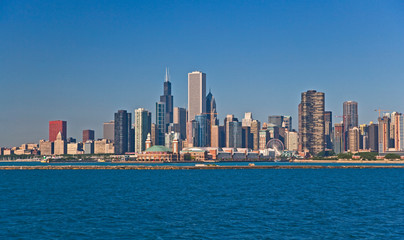 Fototapeta premium A view of Chicago Skyline from Chicago Harbor.