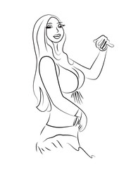 turkish belly dancer portrait, drawing vector