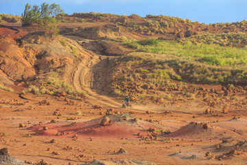 Kaehiakawaelo (Garden of the Gods), a martian landscape of red dirt, purple lava, and rock formations created by erosion, Lanai Island, Hawaii, USA