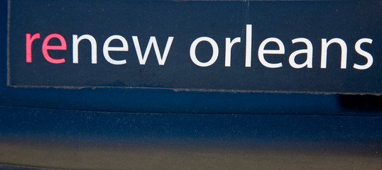 USA, Louisiana, New Orleans. Post-Katrina bumper sticker.