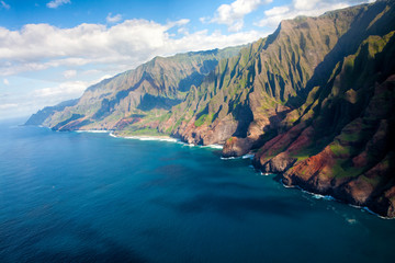 USA, Hawaii, Kauai, Aerial of the Na Pali Coastline