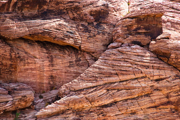 Las Vegas, NV, USA - Low angle view of a rock face in the desert.