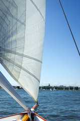 Sailing in the Chesapeake Bay off historic Annapolis, MD.