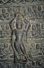 Asia, India, Khajuraho. Close up of carved detail on the boar (incarnation of Vishnu) in the Varaha Temple at Khajuraho.