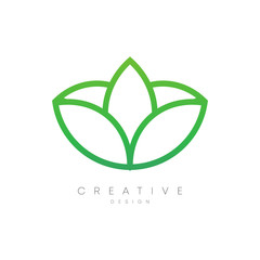 Logo design with flower shape inside. Flower petals with unique leaves. Modern circle design. Combined leaves and sound. Can be used for brands, labels, or incorporated into your other designs.