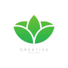 Logo design with flower shape inside. Flower petals with unique leaves. Modern circle design. Combined leaves and sound. Can be used for brands, labels, or incorporated into your other designs.