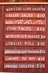 Obraz premium Menu at a restaurant, New York City, NY, USA.