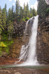 USA, Montana, Glacier National Park. Picturesque Virginia Falls reached via St Mary Falls trail.