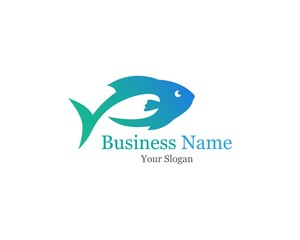 Naklejka premium Fish icon logo template Creative vector symbol of fishing club
