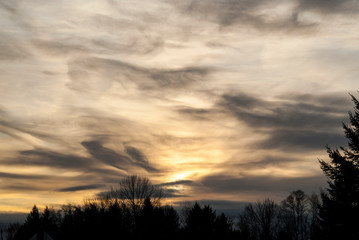 Fototapeta na wymiar USA, New Jersey, Hunterdon, Mountainville, winter sky.