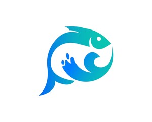 Fish icon logo template Creative vector symbol of fishing club