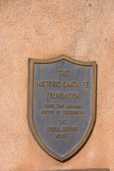 NA, USA, New Mexico, Santa Fe, Plaza, Edwin Brooks House, Dedication Plaque