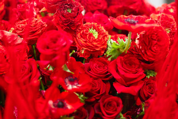 New York City, New York, USA. Red Rose bouquet