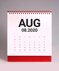 Simple desk calendar 2020 - August