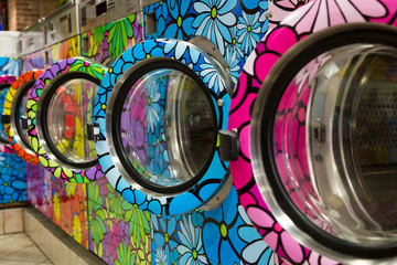 Washing machine, Harlem, New York City, New York, USA.