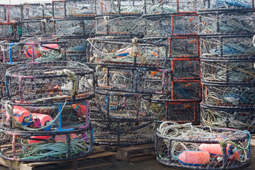 OR, Oregon Coast, Newport, Crab pots, at the Port of Newport