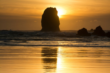 Sunset, Cannon Beach, Oregon, USA