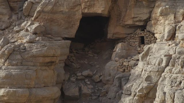Man Leaves Cave in Middle East 4K