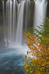 USA, Oregon, Willamette National Forest. Koosah Falls pour into McKenzie River. 