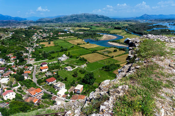 Cityscape of Shkoder from the Rozafa Castle, Shkoder, Albania
