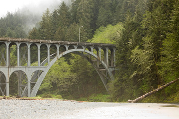 Fototapeta premium View of historic bridge near Heceta Head Lighthouse - State Park. Near Florence, Oregon