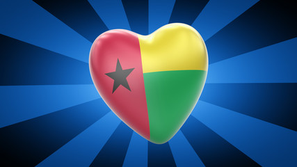 Flag of Guinea-Bissau in blue striped background. 3D Illustration.