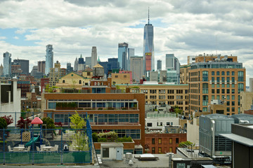 USA, NY, New York City. South Manhattan and Liberty Tower seen from new Whitney Museum
