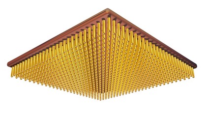 CPU with pins . Computer chip . 3d rendering . CLose view