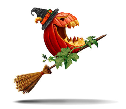 red pumpkin witch flying broom halloween clip art preview