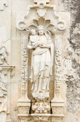 Texas, San Antonio, San Antonio Misisons NHP, Misison San Jose Y San Miguel de Aguayo, Staue of Saint Ann holding Virgin Mary as an Infant