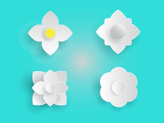 Paper art flowers isolated element