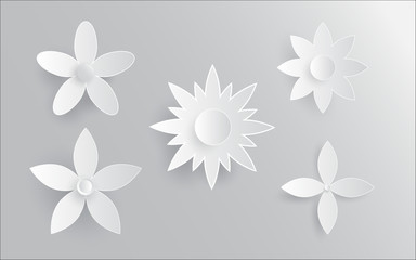 Paper art flowers isolated element