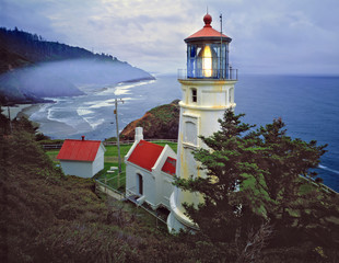 USA, Oregon, Heceta Head. Heceta Head Light is one of many historic lighthouses along the Oregon Coast.