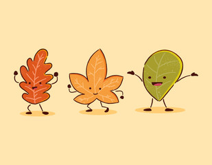 Funny autumn leaf cartoon character