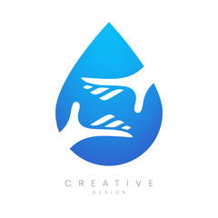 Drops of water and hands grabbing or holding something